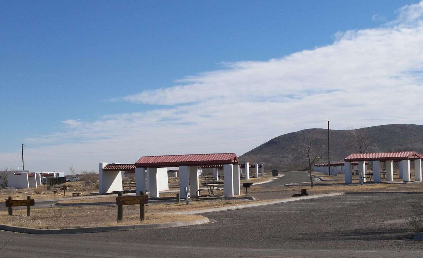 The Balmorhea State Park camping area near Balmorhea, Texas, United States.