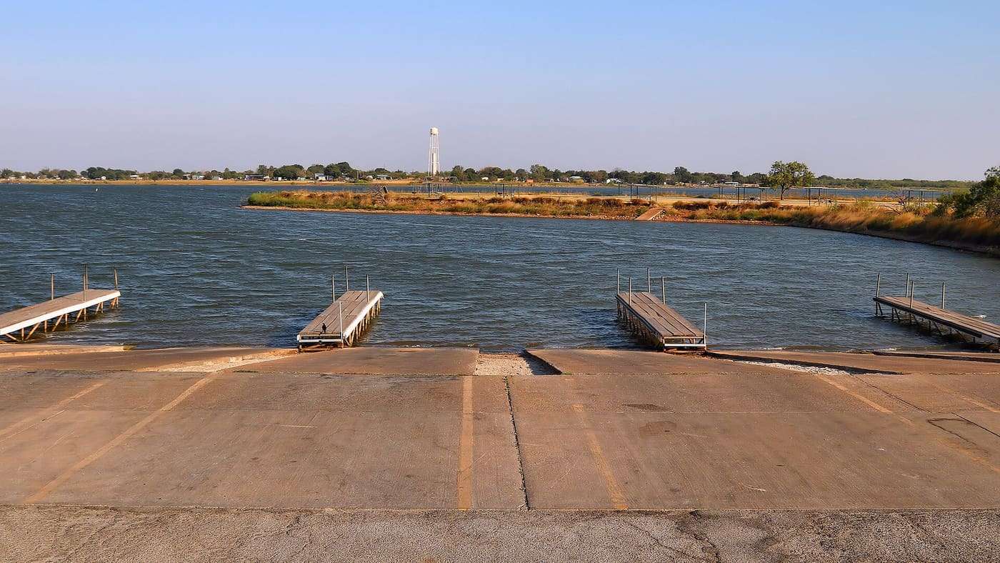 Boat ramps at Lake Arrowhead State Park in Wichita County, Texas, United States.