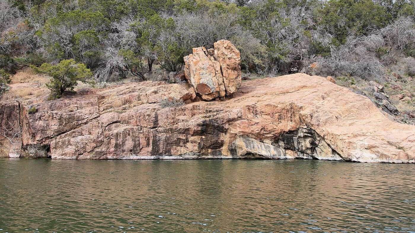 Devil's Waterhole is a popular swimming area in Inks Lake State Park in Burnet County, Texas, United States.