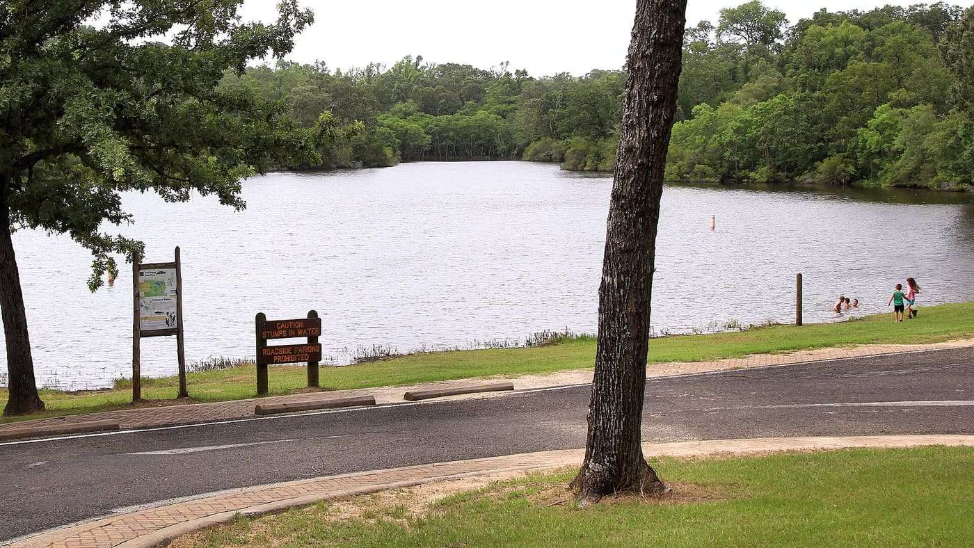 The swimming area in Fort Boggy State Park in Leon County, Texas, United States.
