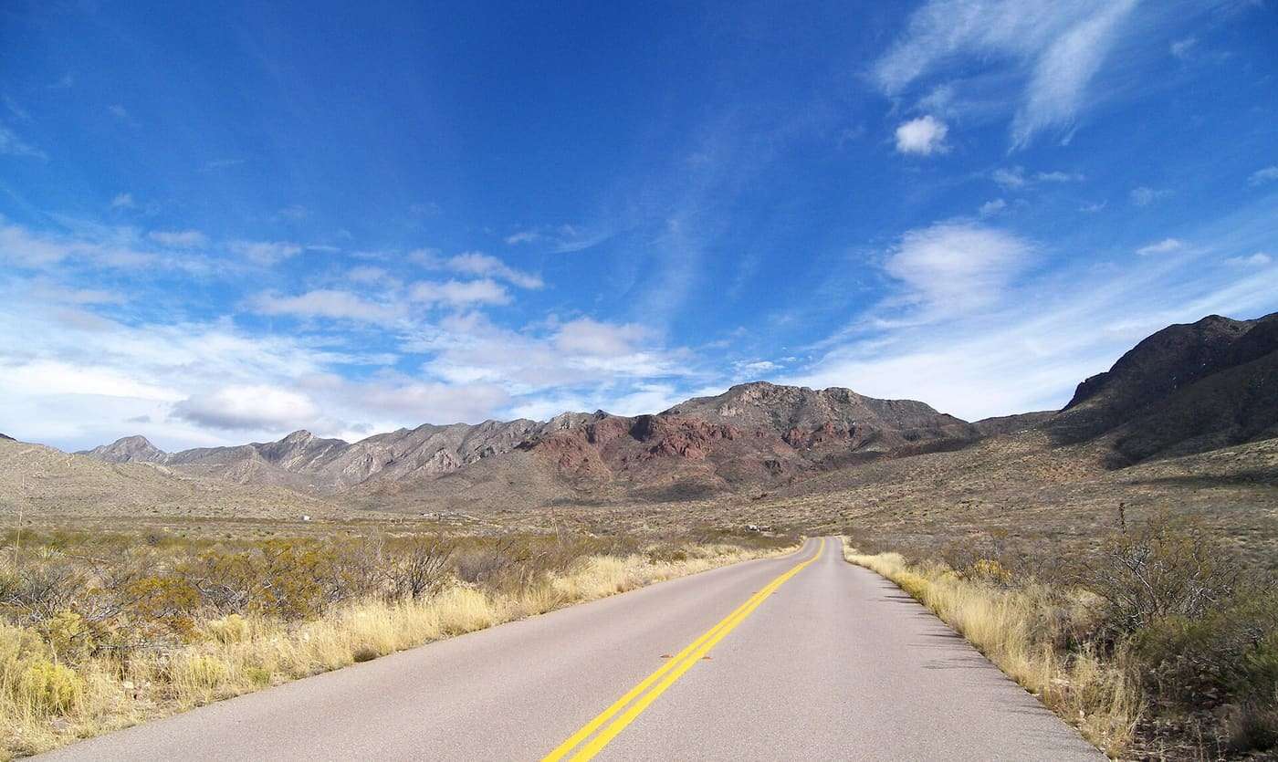 The entrance road to a section of Franklin Mountains State Park in El Paso, Texas, United States.
