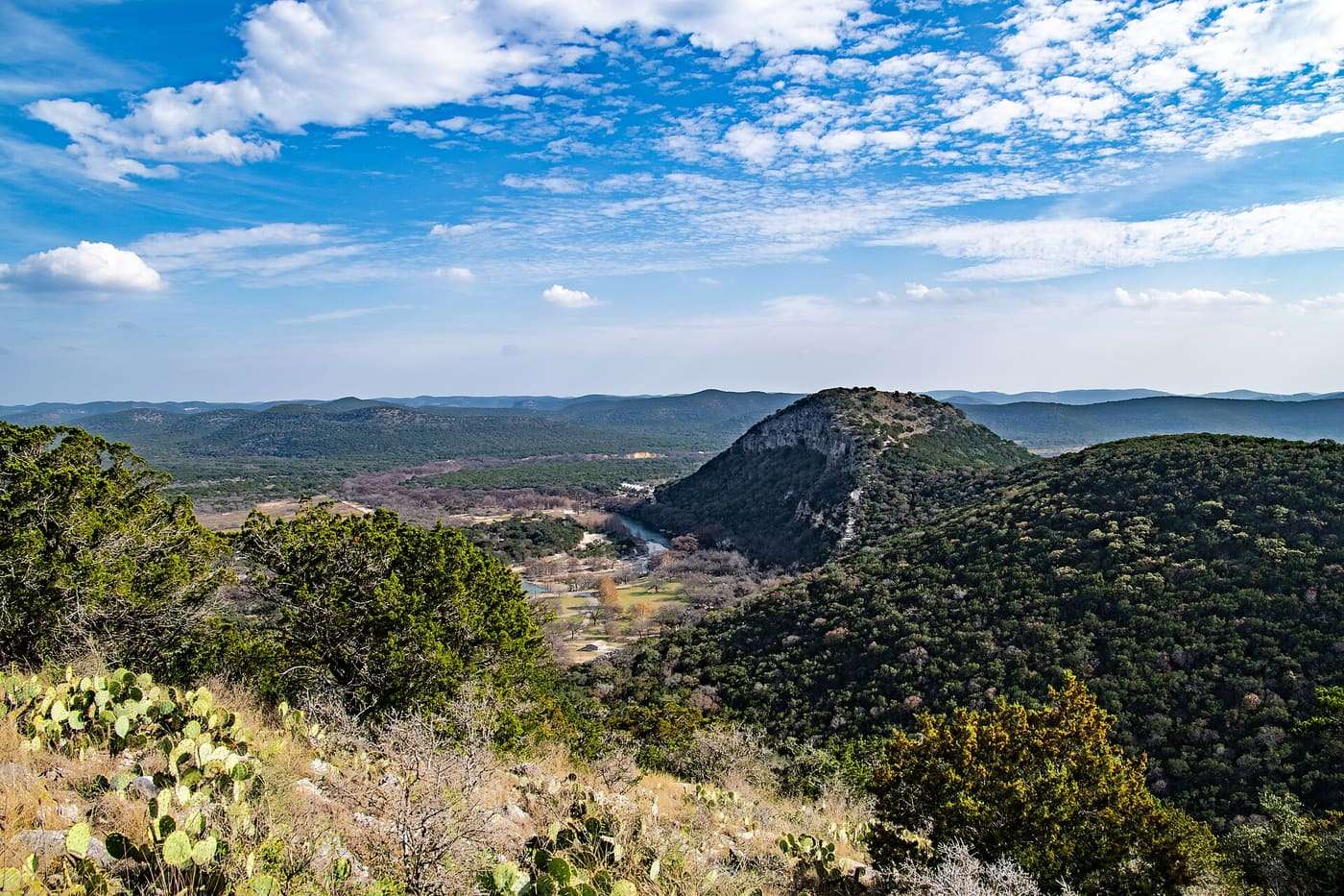 Old Baldy in Garner State Park, and the Frio River below.